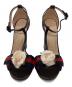 中古・古着 GUCCI (グッチ) アンクルストラップパンプス/シェリーライン・フラワーモチーフ ブラック サイズ:SIZE 35/約22.5cm：9000円