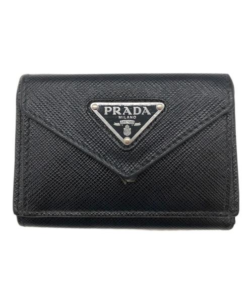 PRADA（プラダ）PRADA (プラダ) サフィアーノ　3つ折り財布 ブラックの古着・服飾アイテム