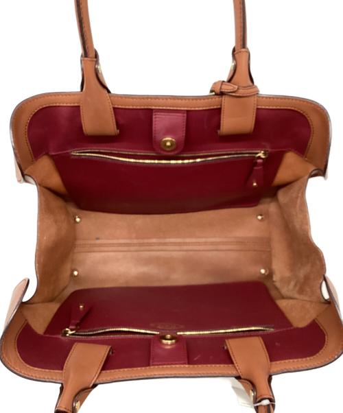 TOD'S（トッズ）TOD'S (トッズ) レザートートバッグ ブラウンの古着・服飾アイテム