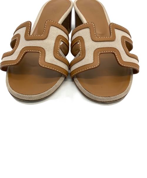 HERMES（エルメス）HERMES (エルメス) オアジスHロゴサンダル ブラウン サイズ:38の古着・服飾アイテム
