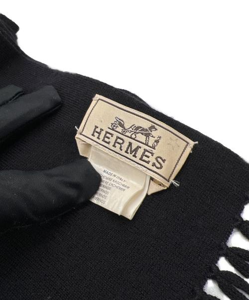 HERMES（エルメス）HERMES (エルメス) マフラー ブラック×カーキの古着・服飾アイテム