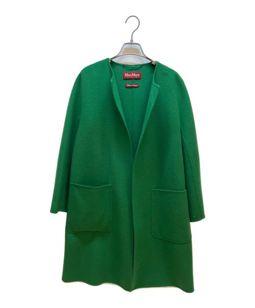 Max Mara Studio（マックスマーラ ストゥディオ）Max Mara Studio (マックスマーラ ストゥディオ) ノーカラーコート グリーン サイズ:165/88Aの古着・服飾アイテム