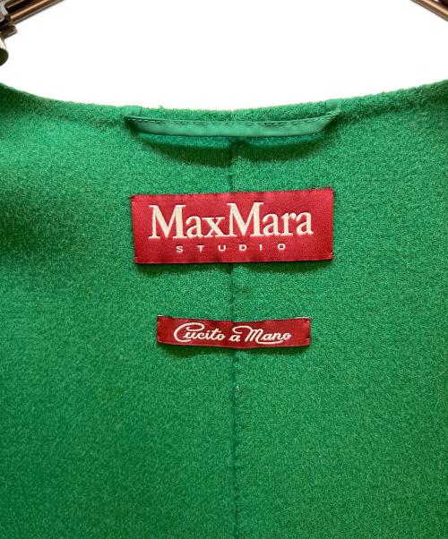 Max Mara Studio（マックスマーラ ストゥディオ）Max Mara Studio (マックスマーラ ストゥディオ) ノーカラーコート グリーン サイズ:165/88Aの古着・服飾アイテム