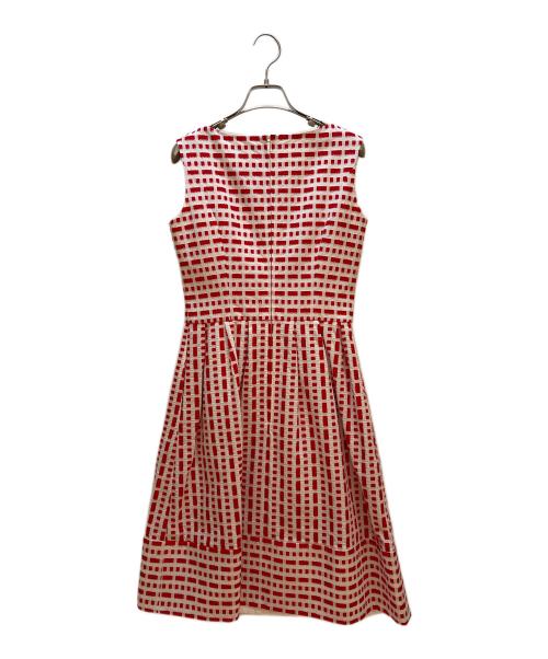 Rene basic（ルネベーシック）Rene basic (ルネベーシック) ノースリーブワンピース レッド×ホワイト サイズ:34の古着・服飾アイテム