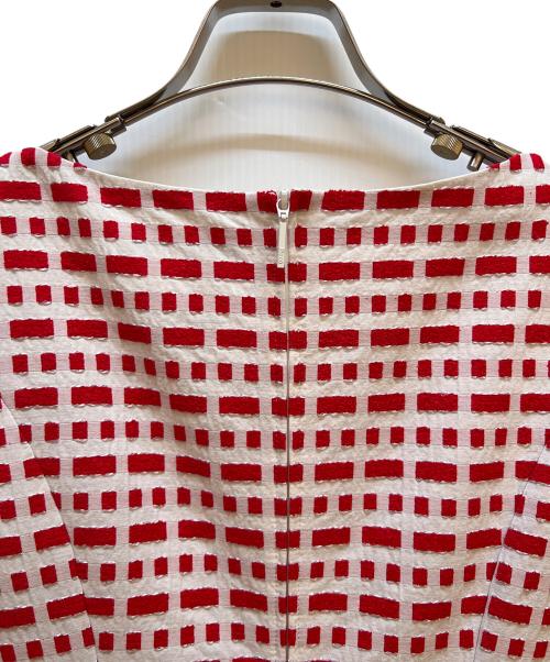 Rene basic（ルネベーシック）Rene basic (ルネベーシック) ノースリーブワンピース レッド×ホワイト サイズ:34の古着・服飾アイテム