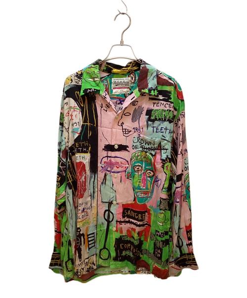WACKO MARIA（ワコマリア）WACKO MARIA (ワコマリア) Jean-Michel Basquiat (ジャン ミシェル バスキア) 長袖シャツ ピンク×グリーン サイズ:XLの古着・服飾アイテム