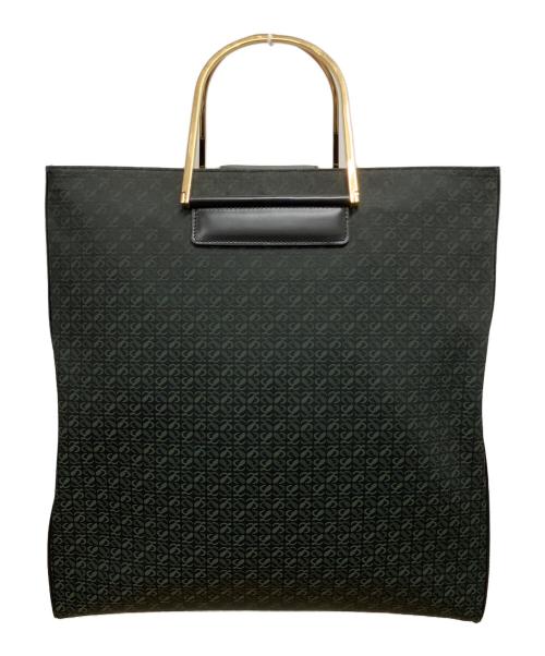 LOEWE（ロエベ）LOEWE (ロエベ) アナグラム メタルハンドル トートバッグ ブラック×グリーン×ゴールドの古着・服飾アイテム