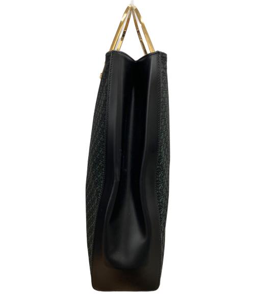 LOEWE（ロエベ）LOEWE (ロエベ) アナグラム メタルハンドル トートバッグ ブラック×グリーン×ゴールドの古着・服飾アイテム
