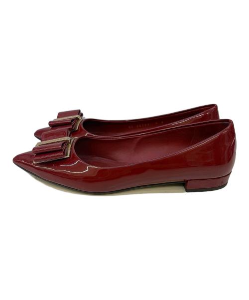 Salvatore Ferragamo（サルヴァトーレ フェラガモ）Salvatore Ferragamo (サルヴァトーレ フェラガモ) ヴァラリボンパンプス レッド サイズ:6の古着・服飾アイテム
