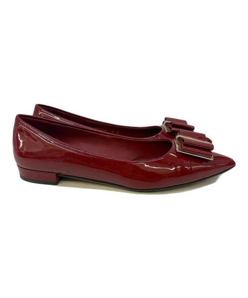 Salvatore Ferragamo（サルヴァトーレ フェラガモ）Salvatore Ferragamo (サルヴァトーレ フェラガモ) ヴァラリボンパンプス レッド サイズ:6の古着・服飾アイテム