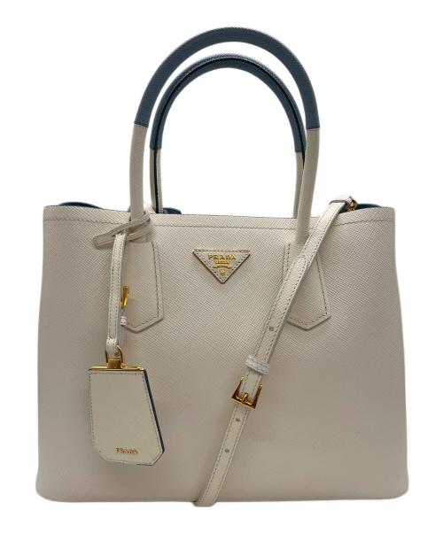 PRADA（プラダ）PRADA (プラダ) 2WAYショルダーバッグ ホワイト×ブルーの古着・服飾アイテム