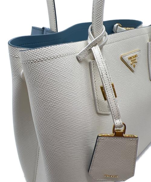 PRADA（プラダ）PRADA (プラダ) 2WAYショルダーバッグ ホワイト×ブルーの古着・服飾アイテム