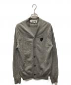 PLAY COMME des GARCONSプレイコムデギャルソン）の古着「ハートロゴVネックカーディガン」｜グレー