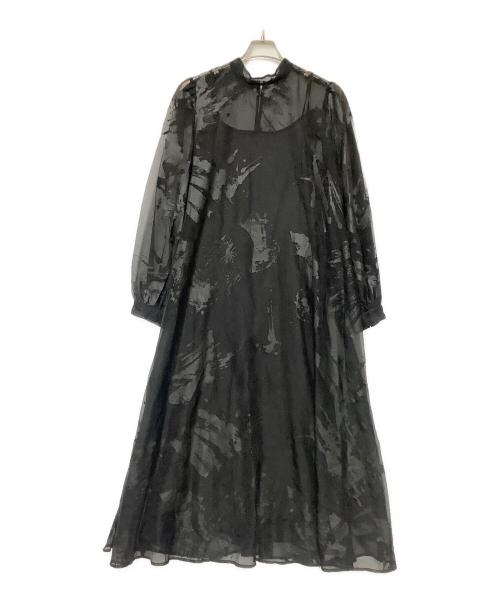 Ameri VINTAGE（アメリヴィンテージ）Ameri VINTAGE (アメリヴィンテージ) RUBBER PAINT ART SHEER DRESS ブラック サイズ:Mの古着・服飾アイテム