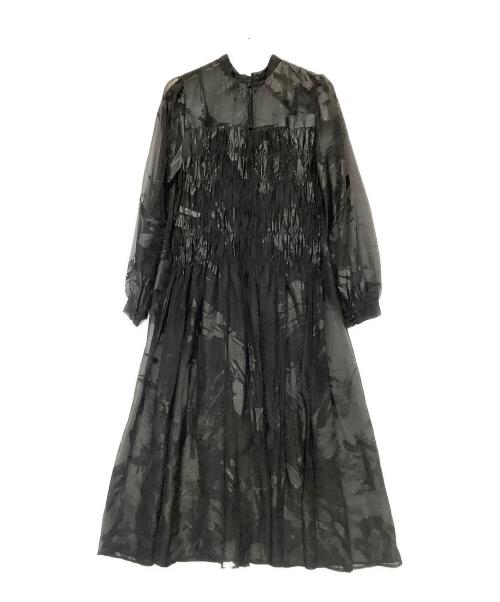 Ameri VINTAGE（アメリヴィンテージ）Ameri VINTAGE (アメリヴィンテージ) RUBBER PAINT ART SHEER DRESS ブラック サイズ:Mの古着・服飾アイテム