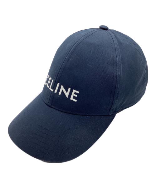 CELINE（セリーヌ）CELINE (セリーヌ) ロゴ刺繍ベースボールキャップ ネイビーの古着・服飾アイテム