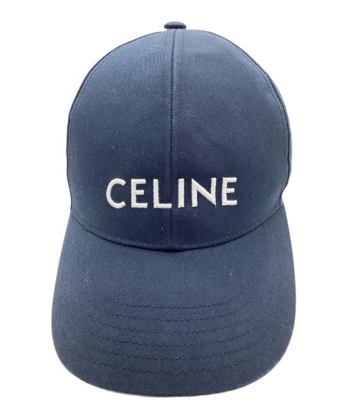 CELINE（セリーヌ）CELINE (セリーヌ) ロゴ刺繍ベースボールキャップ ネイビーの古着・服飾アイテム