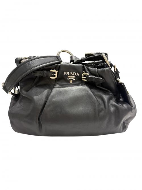 PRADA（プラダ）PRADA (プラダ) レザーハンドバッグ ブラック サイズ:-の古着・服飾アイテム