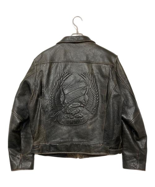 HARLEY-DAVIDSON（ハーレーダビッドソン）HARLEY-DAVIDSON (ハーレーダビッドソン) ゴートスキンレザージャケット ブラウン サイズ:Lの古着・服飾アイテム
