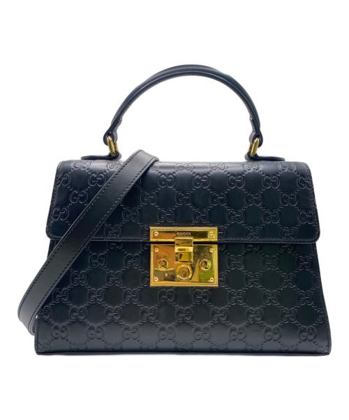 GUCCI（グッチ）GUCCI (グッチ) パドロックシグネチャートートバッグ ブラックの古着・服飾アイテム