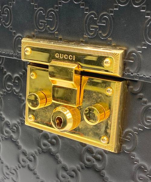 GUCCI（グッチ）GUCCI (グッチ) パドロックシグネチャートートバッグ ブラックの古着・服飾アイテム