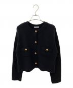 EVERYDAY I LIKE.エヴリデイ アイ ライク）の古着「ノーカラーニットカーディガン」｜ブラック