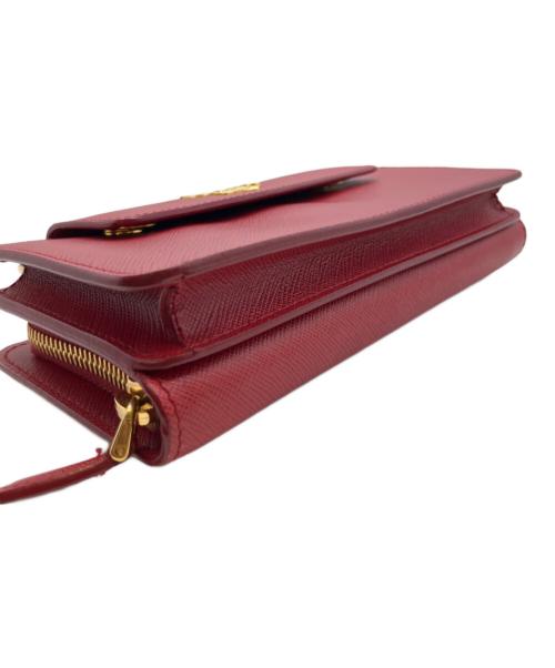 PRADA（プラダ）PRADA (プラダ) サフィアーノ チェーンウォレット レッドの古着・服飾アイテム