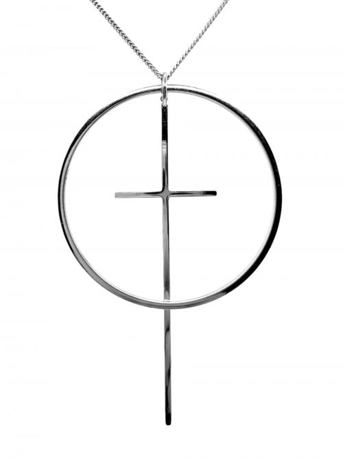 CELINE（セリーヌ）CELINE (セリーヌ) サークルクロスネックレス　	SILVER925の古着・服飾アイテム