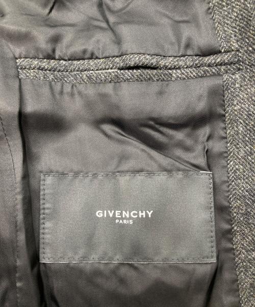 GIVENCHY（ジバンシィ）GIVENCHY (ジバンシィ) ウールヘリンボーンスタンドカラーコート グレー サイズ:SIZE 44の古着・服飾アイテム