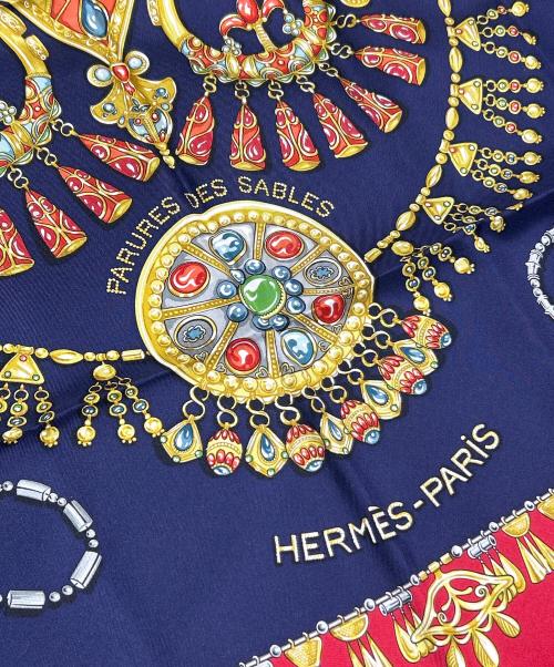 HERMES（エルメス）HERMES (エルメス) Carre 90/カレ 90/PARURES DES SABLES/砂漠のアクセサリー ネイビー サイズ:90の古着・服飾アイテム