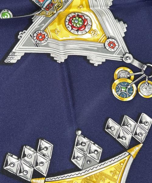 HERMES（エルメス）HERMES (エルメス) Carre 90/カレ 90/PARURES DES SABLES/砂漠のアクセサリー ネイビー サイズ:90の古着・服飾アイテム