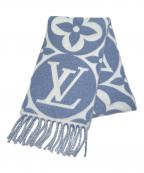 LOUIS VUITTONルイ ヴィトン）の古着「LVメダリオンマフラー」｜ホワイト×ブルー