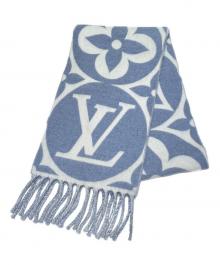 LOUIS VUITTON（ルイ ヴィトン）の古着「LVメダリオンマフラー」｜ホワイト×ブルー