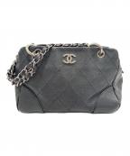 CHANELシャネル）の古着「ワイルドステッチココマークチェーントートバッグ」｜ブラック