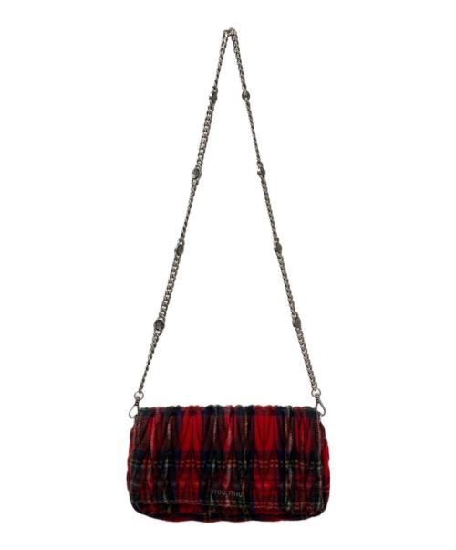 MIU MIU（ミュウミュウ）MIU MIU (ミュウミュウ) チェーンショルダーバッグ レッドの古着・服飾アイテム