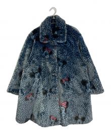 DISNEY×APPARENS（ディズニー×アパランス）の古着「【古着】ミッキー ミニー フェイクファーコート　80'ｓ　80年代　ディズニーヴィンテージ　レオパード」｜ブルー