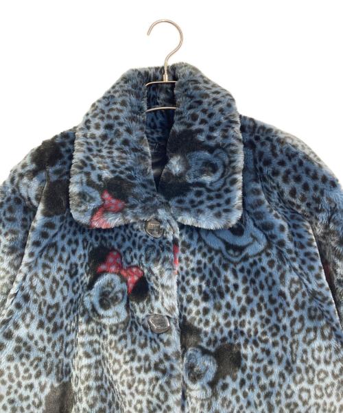 DISNEY（ディズニー）Disney (ディズニー) APPARENS (アパランス) 【古着】ミッキー ミニー フェイクファーコート　80'ｓ　80年代　ディズニーヴィンテージ　レオパード ブルー サイズ:実寸参照の古着・服飾アイテム