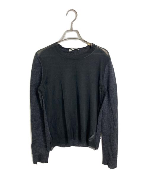 JIL SANDER（ジルサンダー）JIL SANDER (ジルサンダー) ウール シルク シアーニット　薄手　レイヤード グレー サイズ:36の古着・服飾アイテム