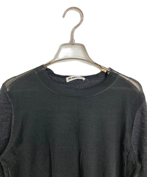 JIL SANDER（ジルサンダー）JIL SANDER (ジルサンダー) ウール シルク シアーニット　薄手　レイヤード グレー サイズ:36の古着・服飾アイテム