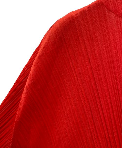 PLEATS PLEASE（プリーツプリーズ）PLEATS PLEASE (プリーツプリーズ) プリーツロングカーディガン レッド サイズ:2の古着・服飾アイテム
