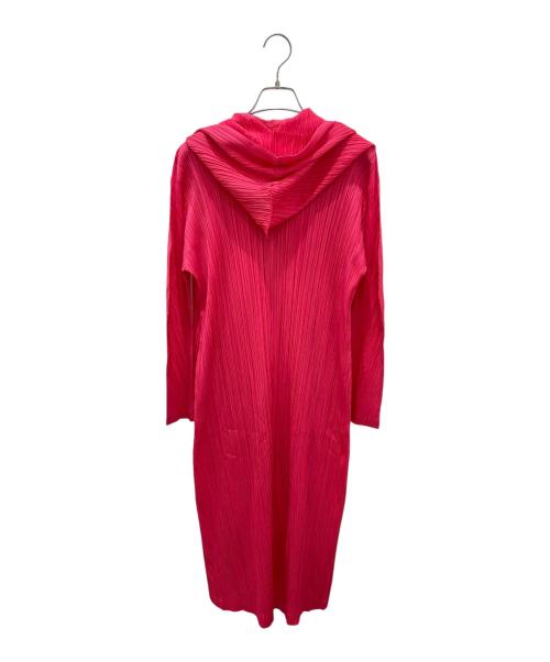 PLEATS PLEASE（プリーツプリーズ）PLEATS PLEASE (プリーツプリーズ) フーデットプリーツロングカーディガン ピンク サイズ:2の古着・服飾アイテム