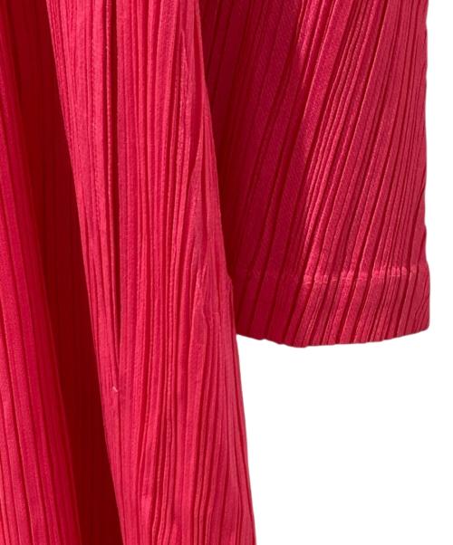 PLEATS PLEASE（プリーツプリーズ）PLEATS PLEASE (プリーツプリーズ) フーデットプリーツロングカーディガン ピンク サイズ:2の古着・服飾アイテム