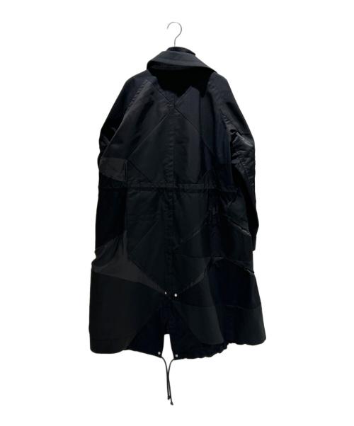 sacai（サカイ）sacai (サカイ) ハンク・ウィリス・トーマス ソリッドミックスコート パッチワークデザイン ウールブレンド オーバーコート/Hank Willis Thomas/Solid Mix Coat ブラック サイズ:1の古着・服飾アイテム