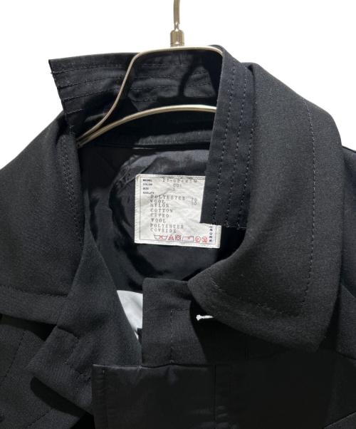 sacai（サカイ）sacai (サカイ) ハンク・ウィリス・トーマス ソリッドミックスコート パッチワークデザイン ウールブレンド オーバーコート/Hank Willis Thomas/Solid Mix Coat ブラック サイズ:1の古着・服飾アイテム