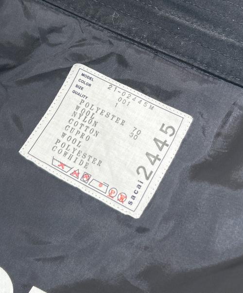 sacai（サカイ）sacai (サカイ) ハンク・ウィリス・トーマス ソリッドミックスコート パッチワークデザイン ウールブレンド オーバーコート/Hank Willis Thomas/Solid Mix Coat ブラック サイズ:1の古着・服飾アイテム
