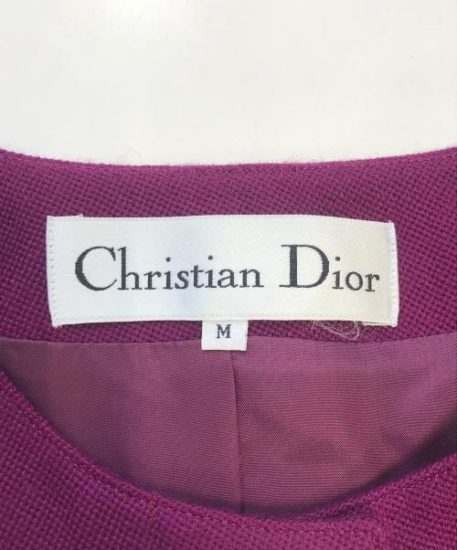 Christian Dior（クリスチャン ディオール）Christian Dior (クリスチャン ディオール) ノーカラーウールジャケット パープル サイズ:Mの古着・服飾アイテム