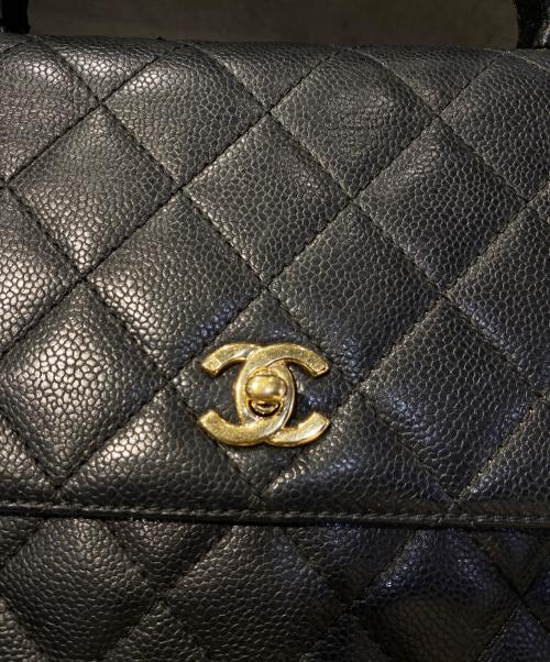 CHANEL（シャネル）CHANEL (シャネル) マトラッセ キャビアスキン トップハンドル フラップバッグ ブラックの古着・服飾アイテム