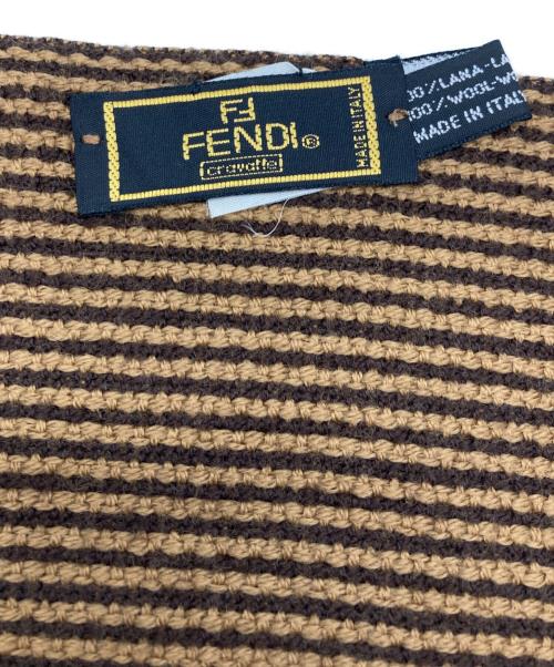 FENDI（フェンディ）FENDI (フェンディ) ストライプFENDI ロゴウールマフラー ブラウンの古着・服飾アイテム