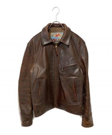エアロレザー　ブラウン シングルライダースジャケット 中古・古着通販】Aero LEATHER (エアロレザー) シングルライダース