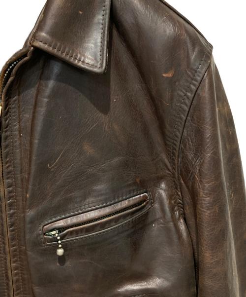 Aero LEATHER（エアロレザー）Aero LEATHER (エアロレザー) シングルライダースジャケット ブラウン サイズ:38の古着・服飾アイテム